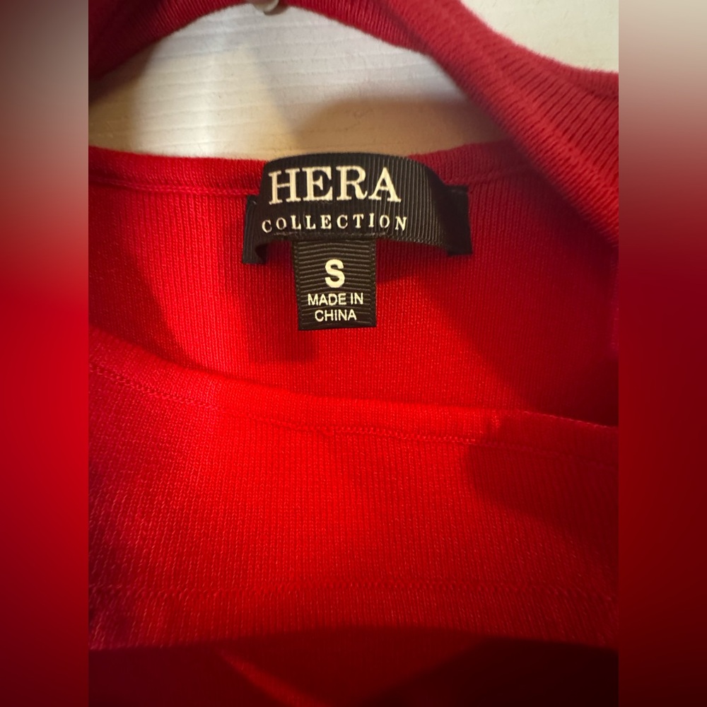 Hera Collection Red Midi Bodycon Dress - Sexy Front Cut-Outs - Size S - Picture 10 of 11